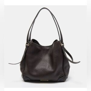 BURBERRY Brown Grained Leather Canterbury Small Tote House Check